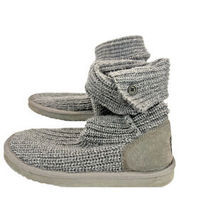UGG Australia Classic Cardy Gray Knit Sweater Boots Women’s 10 Tall Fold Over